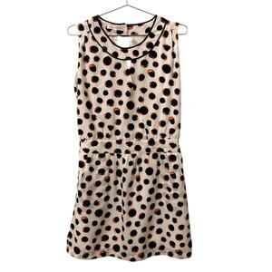 Joy Joy White with Black & Orange Circle Print Sleeveless Dress S